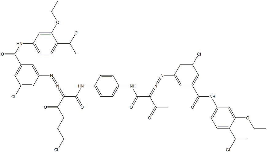 3,3'-[2-(2-Chloroethyl)-1,4-phenylenebis[iminocarbonyl(acetylmethylene)azo]]bis[N-[4-(1-chloroethyl)-3-ethoxyphenyl]-5-chlorobenzamide] 结构式