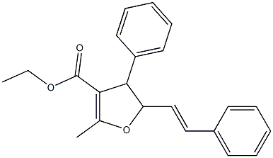 4,5-Dihydro-2-methyl-4-phenyl-5-(2-phenylethenyl)furan-3-carboxylic acid ethyl ester 结构式