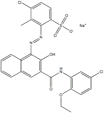 4-Chloro-3-methyl-2-[[3-[[(3-chloro-6-ethoxyphenyl)amino]carbonyl]-2-hydroxy-1-naphtyl]azo]benzenesulfonic acid sodium salt 结构式