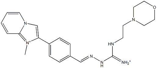 2-[4-[2-[Iminio[2-(4-morpholinyl)ethylamino]methyl]hydrazonomethyl]phenyl]-1-methylimidazo[1,2-a]pyridin-1-ium 结构式