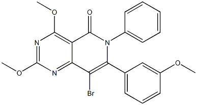 2,4-Dimethoxy-8-bromo-6-phenyl-7-(3-methoxyphenyl)pyrido[4,3-d]pyrimidin-5(6H)-one 结构式