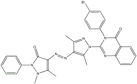 3-(4-Bromophenyl)-2-[3,5-dimethyl-4-[[(1,5-dimethyl-2,3-dihydro-2-phenyl-3-oxo-1H-pyrazol)-4-yl]azo]-1H-pyrazol-1-yl]quinazolin-4(3H)-one 结构式