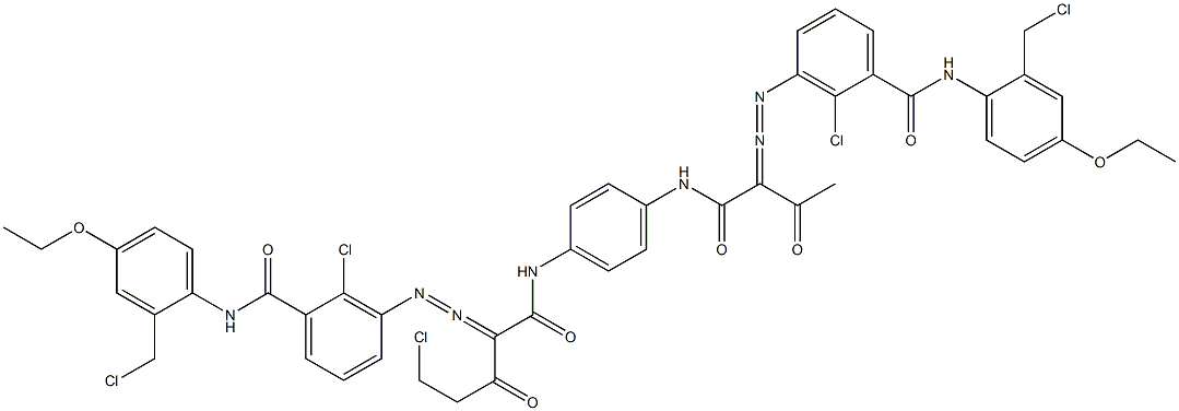 3,3'-[2-(Chloromethyl)-1,4-phenylenebis[iminocarbonyl(acetylmethylene)azo]]bis[N-[2-(chloromethyl)-4-ethoxyphenyl]-2-chlorobenzamide] 结构式