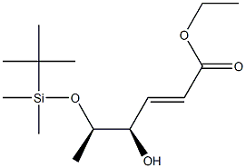 (2E,4R,5R)-4-Hydroxy-5-(tert-butyldimethylsiloxy)-2-hexenoic acid ethyl ester 结构式