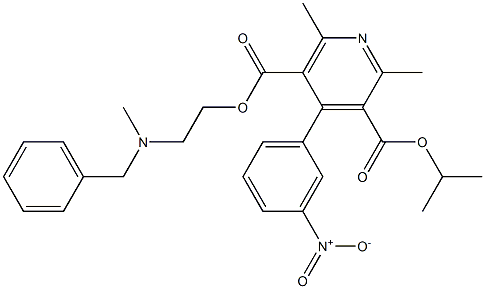 2,6-Dimethyl-4-(3-nitrophenyl)pyridine-3,5-dicarboxylic acid 3-(1-methylethyl)5-[2-[methyl(phenylmethyl)amino]ethyl] ester 结构式