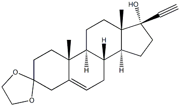 (17R)-3,3-Ethylenebisoxy-17-hydroxypregn-5-en-20-yne 结构式