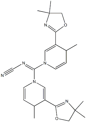 1,1'-(Cyanoiminomethylene)bis[4-methyl-3-(4,4-dimethyl-2-oxazolin-2-yl)-1,4-dihydropyridine] 结构式