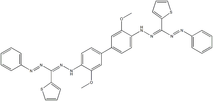 1,1'-(3,3'-Dimethoxybiphenyl-4,4'-diyl)bis[3-(2-thienyl)-5-phenylformazan] 结构式