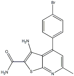 3-Amino-6-methyl-4-(4-bromophenyl)thieno[2,3-b]pyridine-2-carboxamide 结构式