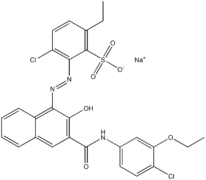 3-Chloro-6-ethyl-2-[[3-[[(4-chloro-3-ethoxyphenyl)amino]carbonyl]-2-hydroxy-1-naphtyl]azo]benzenesulfonic acid sodium salt 结构式