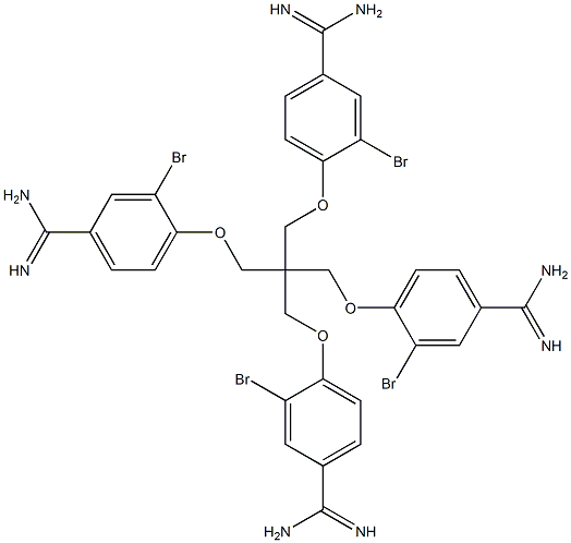 4,4',4'',4'''-[Methanetetrayltetrakis(methyleneoxy)]tetrakis(3-bromobenzamidine) 结构式