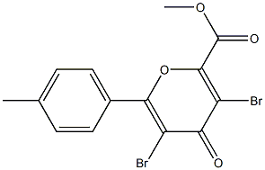 3,5-Dibromo-6-(4-methylphenyl)-4-oxo-4H-pyran-2-carboxylic acid methyl ester 结构式