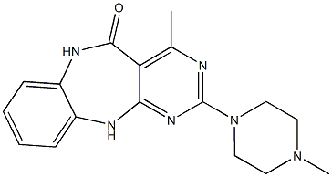 2-(4-Methyl-1-piperazinyl)-4-methyl-11H-pyrimido[4,5-b][1,5]benzodiazepin-5(6H)-one 结构式