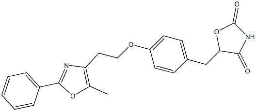 5-[4-[2-[5-Methyl-2-phenyl-4-oxazolyl]ethoxy]benzyl]oxazolidine-2,4-dione 结构式