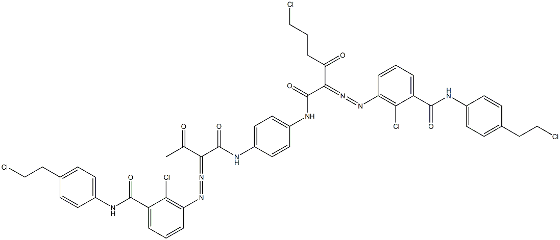 3,3'-[2-(2-Chloroethyl)-1,4-phenylenebis[iminocarbonyl(acetylmethylene)azo]]bis[N-[4-(2-chloroethyl)phenyl]-2-chlorobenzamide] 结构式