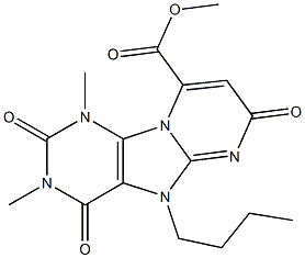 1,3-Dimethyl-2,4,7-trioxo-5-butyl-1,2,3,4,5,7-hexahydropyrimido[1,2-e]purine-9-carboxylic acid methyl ester 结构式