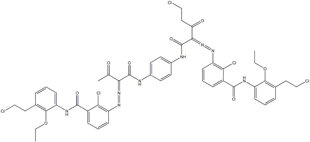 3,3'-[2-(Chloromethyl)-1,4-phenylenebis[iminocarbonyl(acetylmethylene)azo]]bis[N-[3-(2-chloroethyl)-2-ethoxyphenyl]-2-chlorobenzamide] 结构式