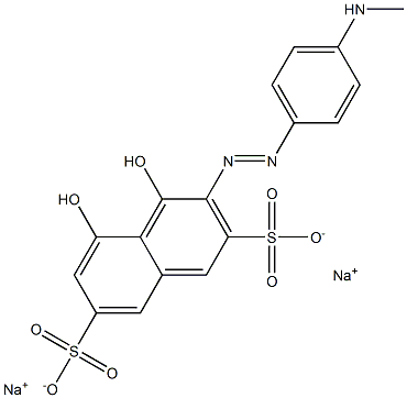 4,5-Dihydroxy-3-[(4-methylaminophenyl)azo]naphthalene-2,7-disulfonic acid disodium salt 结构式