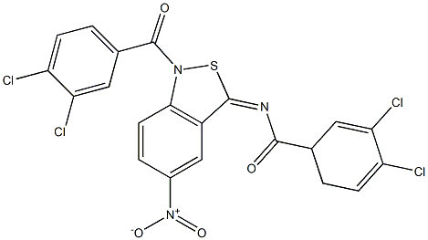 5-Nitro-1-(3,4-dichlorobenzoyl)-3(1H)-(3,4-dichlorobenzoyl)imino-2,1-benzisothiazole 结构式