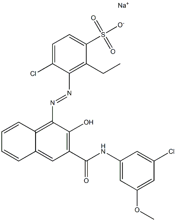 4-Chloro-2-ethyl-3-[[3-[[(3-chloro-5-methoxyphenyl)amino]carbonyl]-2-hydroxy-1-naphtyl]azo]benzenesulfonic acid sodium salt 结构式