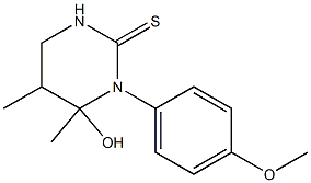 3,4,5,6-Tetrahydro-4,5-dimethyl-4-hydroxy-3-(p-methoxyphenyl)-2(1H)-pyrimidinethione 结构式