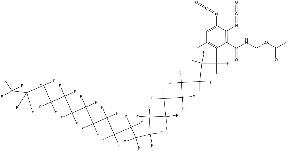 N-(Acetyloxymethyl)-2-(tritetracontafluorohenicosyl)-5,6-diisocyanato-3-methylbenzamide 结构式