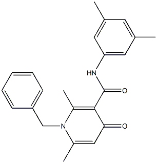 1-Benzyl-1,4-dihydro-2,6-dimethyl-N-(3,5-dimethylphenyl)-4-oxopyridine-3-carboxamide 结构式