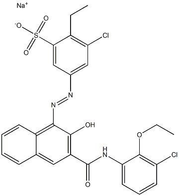 3-Chloro-2-ethyl-5-[[3-[[(3-chloro-2-ethoxyphenyl)amino]carbonyl]-2-hydroxy-1-naphtyl]azo]benzenesulfonic acid sodium salt 结构式