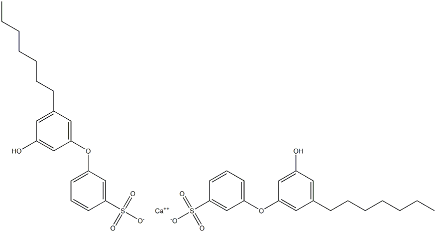 Bis(3'-hydroxy-5'-heptyl[oxybisbenzene]-3-sulfonic acid)calcium salt 结构式