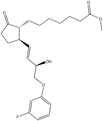 (13E,15R)-15-Hydroxy-9-oxo-16-(3-fluorophenoxy)-17,18,19,20-tetranorprost-13-en-1-oic acid methyl ester 结构式