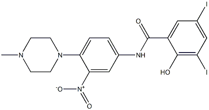 2-Hydroxy-3,5-diiodo-N-[4-(4-methylpiperazin-1-yl)-3-nitrophenyl]benzamide 结构式