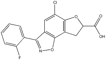 5-Chloro-7,8-dihydro-3-(2-fluorophenyl)furo[2,3-g][1,2]benzisoxazole-7-carboxylic acid 结构式