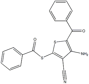 Thiobenzoic acid S-(2-benzoyl-3-amino-4-cyanothiophen-5-yl) ester 结构式
