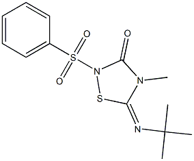 4-Methyl-2-(phenylsulfonyl)-5-(tert-butylimino)-4,5-dihydro-1,2,4-thiadiazol-3(2H)-one 结构式