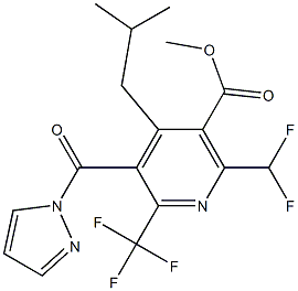 2-(Trifluoromethyl)-6-(difluoromethyl)-4-(2-methylpropyl)-3-[(1H-pyrazol-1-yl)carbonyl]pyridine-5-carboxylic acid methyl ester 结构式