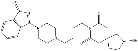 3-[4-[4-(2-Hydroxy-7,9-dioxo-8-azaspiro[4.5]decan-8-yl)butyl]-1-piperazinyl]-1,2-benzisothiazole 1-oxide 结构式