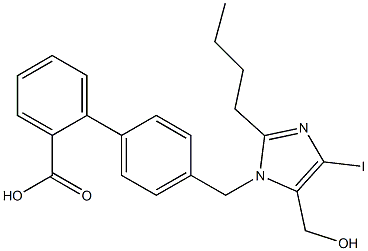 4'-[(2-Butyl-5-hydroxymethyl-4-iodo-1H-imidazol-1-yl)methyl]-1,1'-biphenyl-2-carboxylic acid 结构式