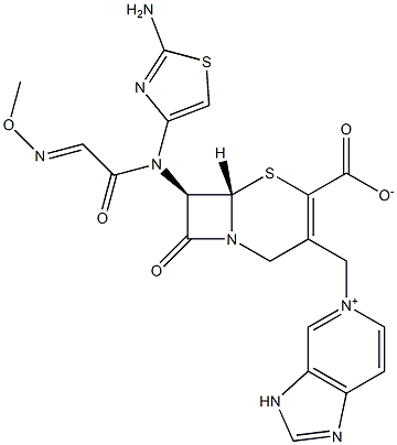 (7R)-7-[(2-Amino-4-thiazolyl)(methoxyimino)acetylamino]-3-[[(3H-imidazo[4,5-c]pyridin-5-ium)-5-yl]methyl]cepham-3-ene-4-carboxylic acid 结构式