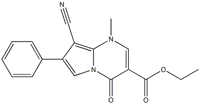 1-Methyl-4-oxo-7-phenyl-8-cyano-1,4-dihydropyrrolo[1,2-a]pyrimidine-3-carboxylic acid ethyl ester 结构式