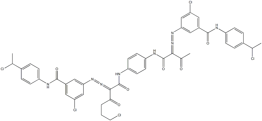 3,3'-[2-(2-Chloroethyl)-1,4-phenylenebis[iminocarbonyl(acetylmethylene)azo]]bis[N-[4-(1-chloroethyl)phenyl]-5-chlorobenzamide] 结构式