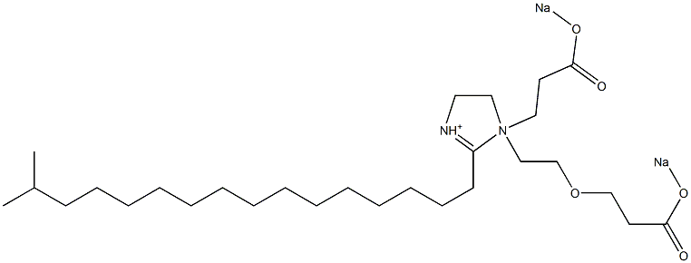 1-[2-[2-(Sodiooxycarbonyl)ethoxy]ethyl]-1-[2-(sodiooxycarbonyl)ethyl]-4,5-dihydro-2-(15-methylhexadecyl)imidazolium 结构式