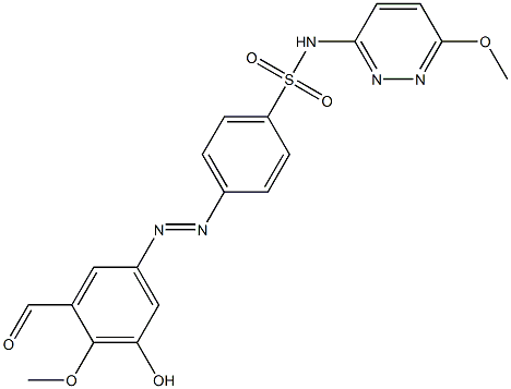 2-Methoxy-3-hydroxy-5-[4-[(6-methoxypyridazin-3-yl)aminosulfonyl]phenylazo]benzaldehyde 结构式