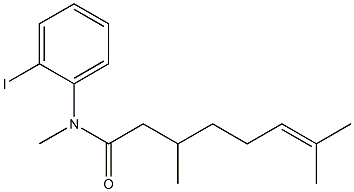 N,3,7-Trimethyl-N-(2-iodophenyl)-6-octenamide 结构式