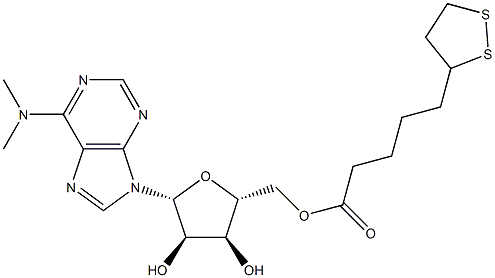 N,N-Dimethyl-5'-O-[5-(1,2-dithiolan-3-yl)valeryl]adenosine 结构式