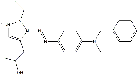 3-(4-N-Ethyl-N-benzylaminophenylazo)-2-ethyl-4-(2-hydroxypropyl)triazolium 结构式