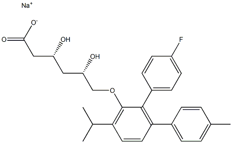 (3R,5S)-3,5-Dihydroxy-6-[2-(4-fluorophenyl)-6-isopropyl-3-(4-methylphenyl)phenoxy]hexanoic acid sodium salt 结构式