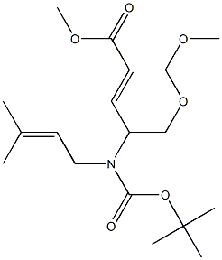 (2E)-4-[(tert-Butyloxycarbonyl)(3-methyl-2-butenyl)amino]-5-(methoxymethoxy)-2-pentenoic acid methyl ester 结构式
