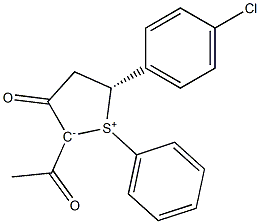 (5R)-2-Acetyl-5-(p-chlorophenyl)-1-phenyl-3-oxo-2,3,4,5-tetrahydrothiophen-1-ium-2-ide 结构式