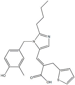 (E)-3-[2-Butyl-1-(4-hydroxy-3-methylbenzyl)-1H-imidazol-5-yl]-2-(2-thienylmethyl)acrylic acid 结构式