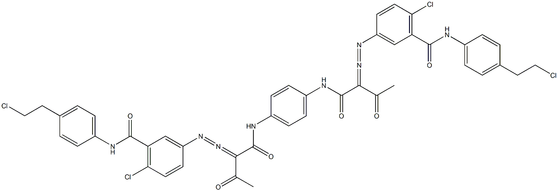 3,3'-[1,4-Phenylenebis[iminocarbonyl(acetylmethylene)azo]]bis[N-[4-(2-chloroethyl)phenyl]-6-chlorobenzamide] 结构式